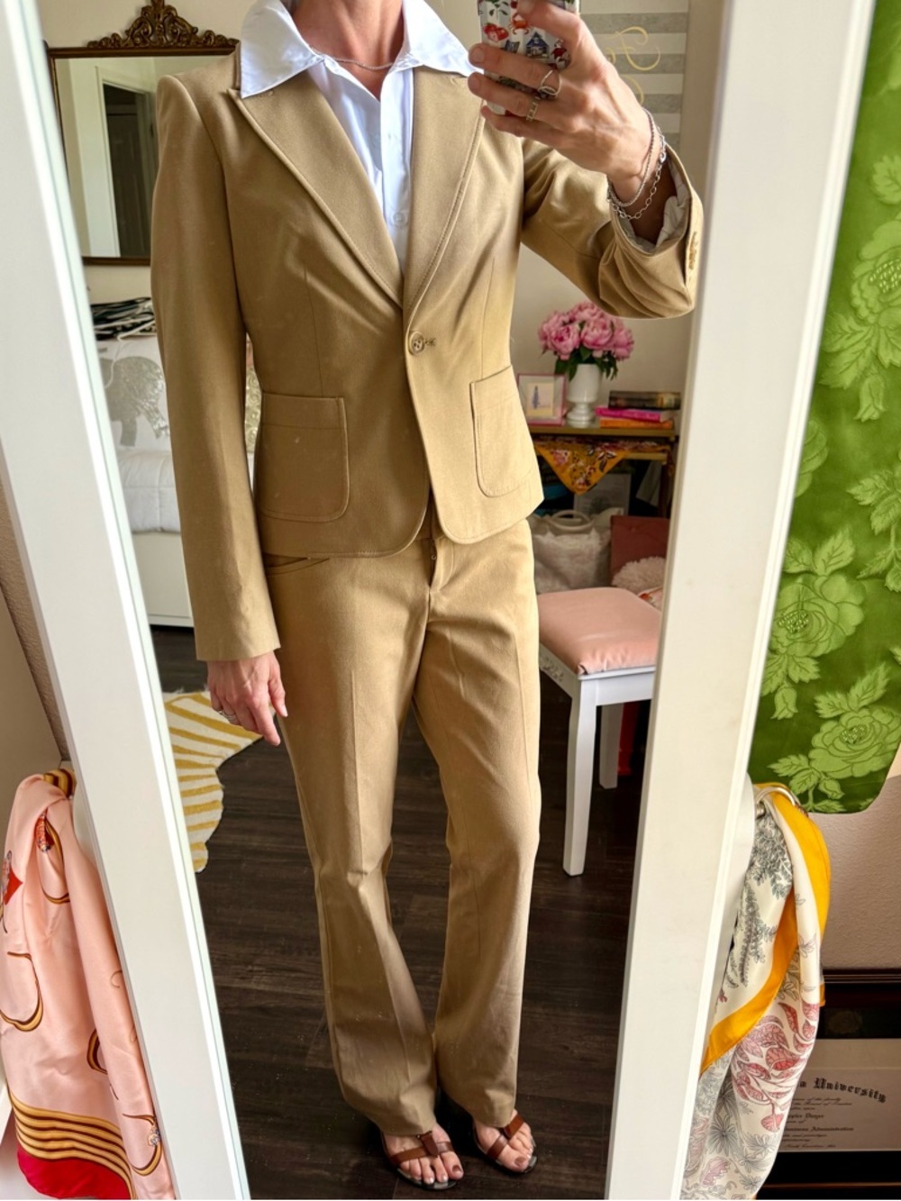 The Limited Camel Blazer Pant Suit Set Women’s Tailored Neutral Quiet Luxury - Picture 2 of 10